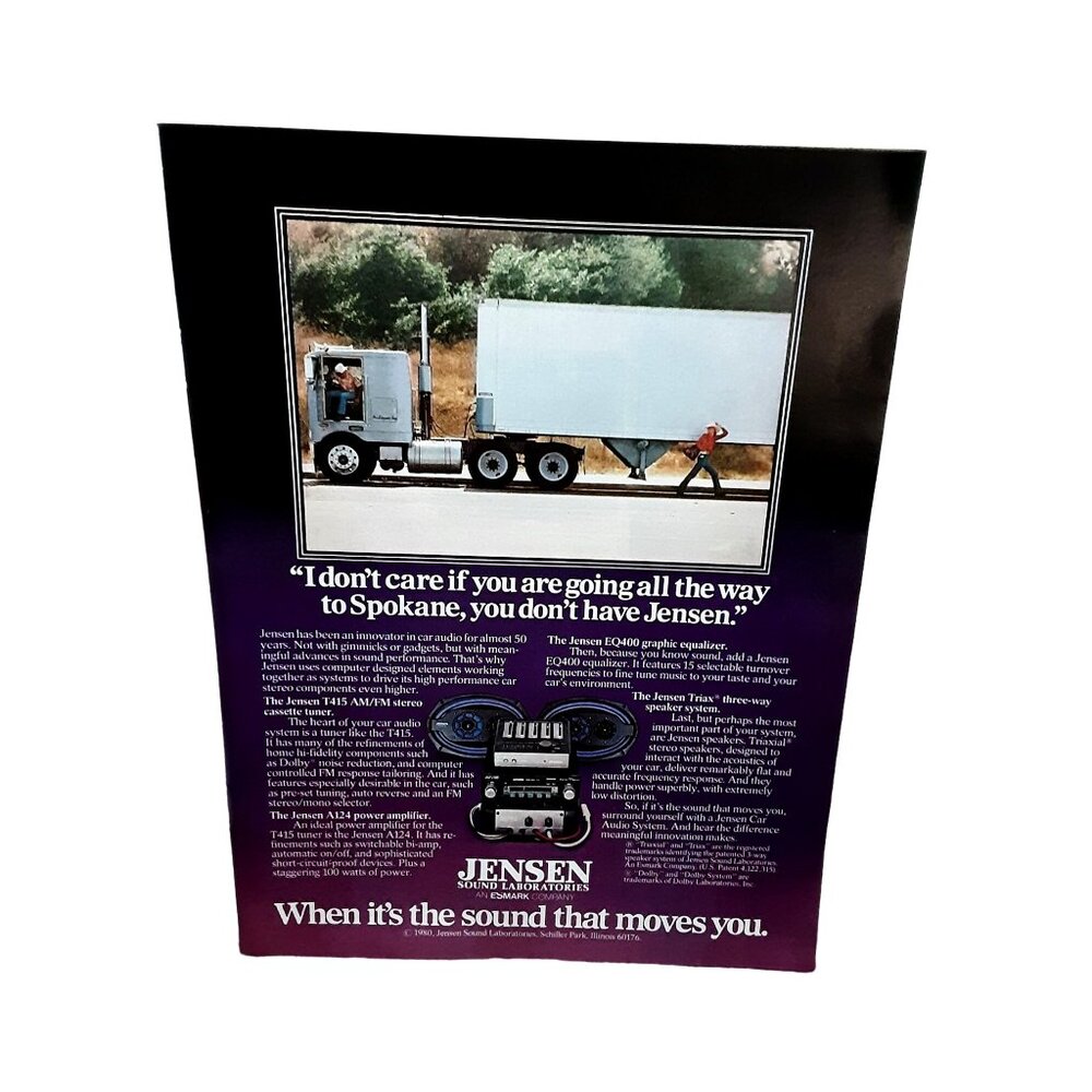 1981 Jensen Stereo Sound Big Rig Truck Trucker Original Vintage print ad 80s